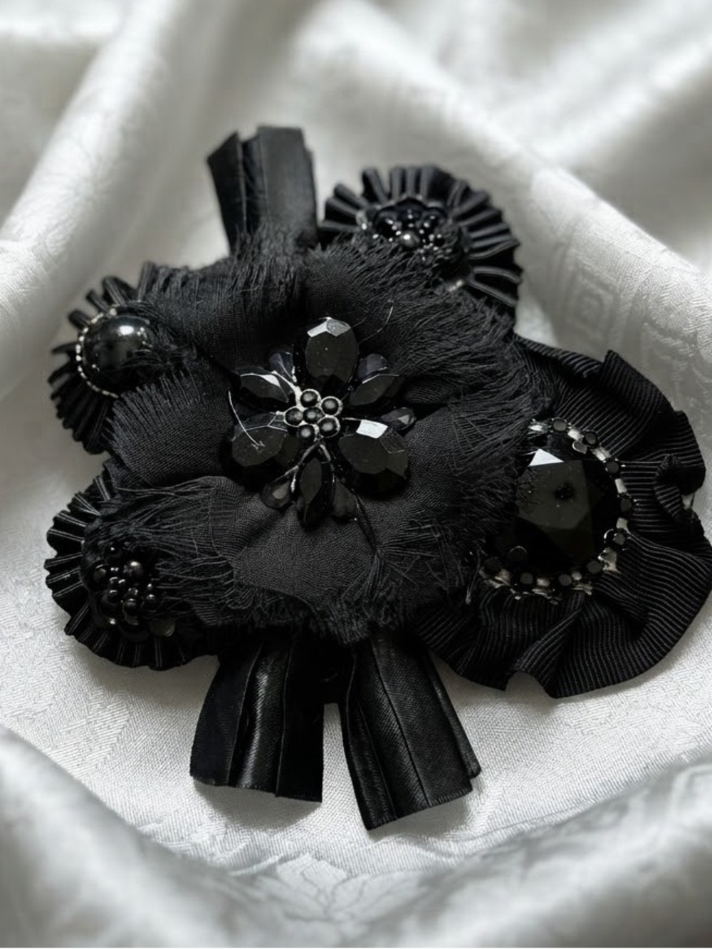 Vintage Black Floral Statement Brooch - Elegant Women’s Jewelry